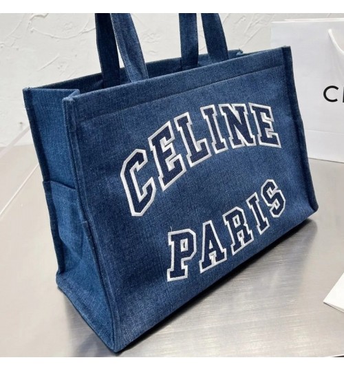 セリーヌ トートバッグ偽物 CELINE プリント デニムキャンバスハンドバッグ スーパーコピー代引き可激安セリーヌ トートバッグセレブ愛用