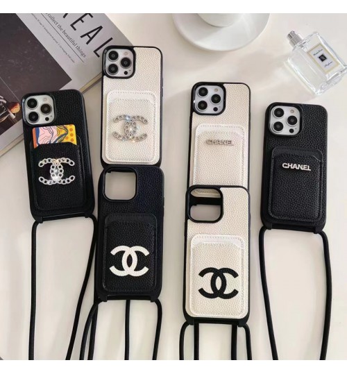 カード入れ斜め掛けショルダー アイフォン14 15革製カバーChanel シャネルiPhone15スマホケースブラック 白 新作高級感 シャネル アイフォン 14/14 pro /15 plus utlra携帯ケース Chanel 肩掛ブランド レザーおすすめ海外販売