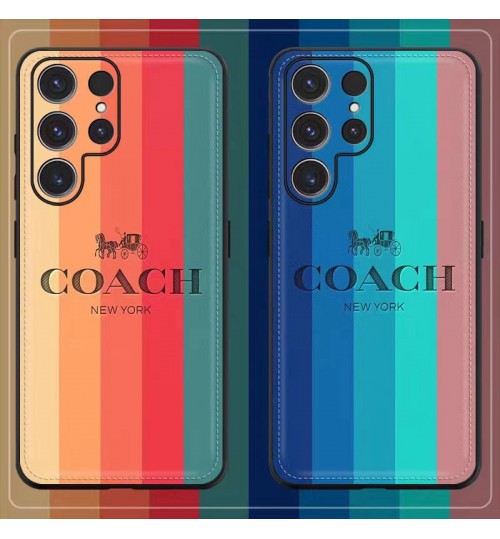 iphone 15シリーズ即納コーチブランドGalaxy s23/s23+/s23 plus/s23 ultraケースCOACH ギャラクシー S22/S22U/S22+ケースiphone14Pro max/14Pro/14plus/14 /15/13ケース男女兼用人気 おしゃれ モノグラム 虹 馬車柄 カラー色 