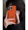 iphone 15シリーズ即応 エルメスカード入れアイフォン15 プラスケース 15 pro maxカバー激安メンズレディース iphone15/15pro/13 14 12plus/15pro max ケース 黒 オレンジ 男女兼用 背面カードケース付き薄型