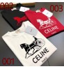 セリーヌ CELINE クルーネックTシャツ レディース メンズ男女用コットン Tシャツ半袖韓国風ハイブランドスーパーコピー服セリーヌクラシックロゴTシャツ赤 / ブラック／ホワイト