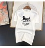 セリーヌ CELINE クルーネックTシャツ レディース メンズ男女用コットン Tシャツ半袖韓国風ハイブランドスーパーコピー服セリーヌクラシックロゴTシャツ赤 / ブラック／ホワイト