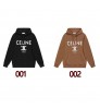 22Fw Celine パーカールーズフーディ ジップ付き パーカースウェットシャツコットン ルーズ スーパーコピーceline服 スウェット プルオーバーパーカー 綿100% 黒 プルオーバー スエット オーバーサイズ ビッグパーカー スウエット 肉厚 おしゃれ ビッグシルエッ