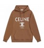 22Fw Celine パーカールーズフーディ ジップ付き パーカースウェットシャツコットン ルーズ スーパーコピーceline服 スウェット プルオーバーパーカー 綿100% 黒 プルオーバー スエット オーバーサイズ ビッグパーカー スウエット 肉厚 おしゃれ ビッグシルエッ