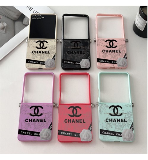 Galaxy Z Flip/Fold 7即納 galaxy z flip7 6 5g ケース シャネル Chanel  samsung galaxy z flip4 5 3 6 7ケース シャネル Chanel サムスン ギャラクシーZフリップ7 6 5 4/Zフリップ3 折り畳み 携帯カバー 送料無料ケースシャネル風アイコニックダブルC×立体フラワー付カードポケット！