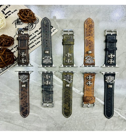 時計バンド20mm 20mmベルトChrome Hearts クロムハーツ スマートウォッチバンド Galaxy Watch Active2ベルトChrome Hearts クロムハーツ  腕時計バンド20mm アップルウォッチ11 10 9/8/7 ultra 3 2 交換ベルト耐水性腕時計ベルト革時計ベルト galaxy/appleなどウォッチ対応