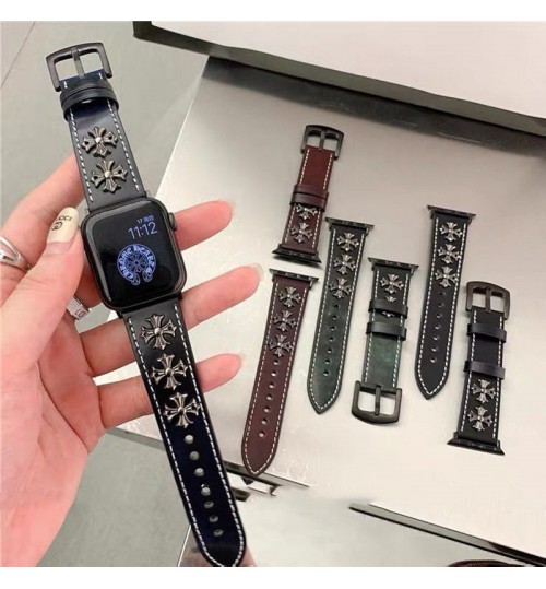 時計バンド20mm 20mmベルトChrome Hearts クロムハーツ スマートウォッチバンド Galaxy Watch Active2ベルトChrome Hearts クロムハーツ  腕時計バンド20mm アップルウォッチ11 10 9/8/7 ultra 3 2 交換ベルト耐水性腕時計ベルト革時計ベルト galaxy/appleなどウォッチ対応