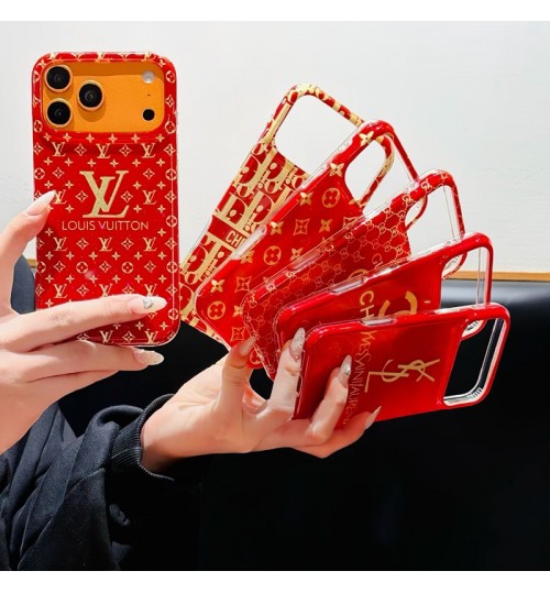 iphone 17/air/17 pro/17 pro max 即納 ラグジュアリーブランドのレッド & ゴールド限定ケース Lv Ysl Chanel Dior Gucci アイフォン17 16 15 pro max airケース Iphone air 17 16 Pro Max 15 Plus 14 13 12 17 Pro Max Xs Maxケース ブランド Lv Ysl Chanel Dior Gucci アイフォン17 15 16 proカバー    