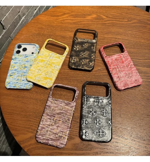 iphone 17/air/17 pro/17 pro max 即納 クロムハーツ IPhone 17 16 15 14 13 Pro air IPhone17 16 15 Pro 8 SE ケースクロムハーツ風ヴィンテージエンボスクロスフレームレスケース クロムハーツ IPhone17 air 14 15 16 pro maxケース  