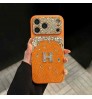 iphone 17/air/17 pro/17 pro max 即納 エルメス IPhone17 16 14 15 アイフォン15 16 pro maxケース エルメス風オレンジゴールドグレインレザー調ラインストーン H ロゴパールストラップ付きケース エルメス Hermes IPhone air 17 16 14 Pro IPhone16 15 IPhone SE 第4世代 IPhone13 IPhone12 スマホケース エルメス アイホン air 17 16 14 15 プロマックスケース