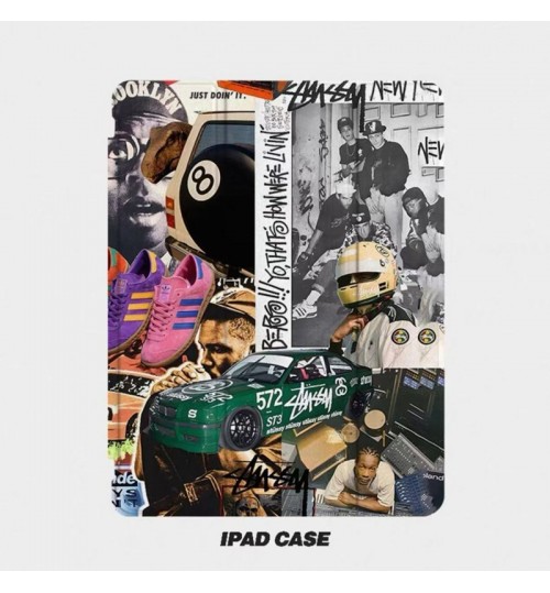 芸能人愛用 ステューシー Stussy Ipad 11th10th 2025 Ipad Air7 6 5 Mini7 Pro ipad air7  2025 11インチ13インチ ipad 11ケース Stüssy 風ストリートコラージュグラフィティ 3 つ折り iPad ケース ステューシー ipad air 第7 ６世代 10th 9thカバーIpad Pro2020 IPad Mini 7 Proケース12.9インチ上品 ステューシー アイパッド プロ air6 5 4 3 2ケース