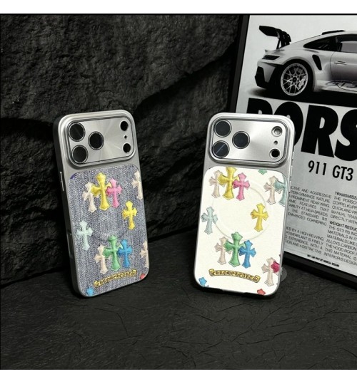 iphone 17/air/17 pro/17 pro max 即納 クロムハーツ Iphone 17 air 16 15 14 13 携帯ケース クロムハーツ風カラフルステッチクロスデニム調 / レザー調マグセーフ対応ケースクロムハーツ アイホン17 16 14 15 pro Max air ケースカバー 芸能人愛用 上品 クロムハーツ iphone17 pro max 16 15 14 13pro Maxケース 