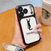 iphone 17/air/17 pro/17 pro max 即納  Ysl イヴサンローラン Iphone 17 air 16 15 14 13 携帯ケース イヴ・サンローラン風メッキメタルフレームセミトランスルーセントマットロゴケース Ysl イヴサンローラン アイホン17 16 14 15 pro Max air ケース イヴサンローラン iphone17 pro max 16 15 14 13pro Maxケース Ysl アイホン 17 16 15 14 13 12 airケース