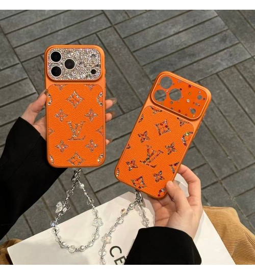 iphone 18/air/18 pro/18 pro max 即納 ルイヴィトン louis vuitton アイホン18 17 15 16 pro max携帯ケース 超スタイリッシュ 大人気 ルイヴィトン louis vuitton iPhone air 18 17 16 15 plus ケース カジュアル ルイヴィトン louis vuitton アイホン18 15 16スマホケース オレンジカラーラインストーン LV モノグラムチェーン付きケース