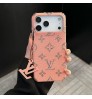 iphone 18/air/18 pro/18 pro max 即納 ルイヴィトン louis vuitton IPhone 18 17 16 15 14 13 Pro air IPhone17e 18 16 15 Pro 8 SE ケースピーチピンクラインストーン LV モノグラム大レンズ窓レザーケース louis vuitton IPhone18 17 air 14 15 16 pro maxケース 女子 かわいい おしゃれ 