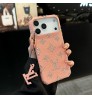 iphone 18/air/18 pro/18 pro max 即納 ルイヴィトン louis vuitton IPhone 18 17 16 15 14 13 Pro air IPhone17e 18 16 15 Pro 8 SE ケースピーチピンクラインストーン LV モノグラム大レンズ窓レザーケース louis vuitton IPhone18 17 air 14 15 16 pro maxケース 女子 かわいい おしゃれ 