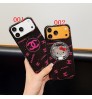 iphone 18/air/18 pro/18 pro max 即納 シャネル アイフォン17 16 15 プロ保護ケース ピンクブラックラメシャネルハローキティスタンド大レンズ窓ケース Chanel  アイホン 18 17 air 16 15 14 13 Pro アイフォーン13 14 15 Pro Max Iphone17 18 air 16 Plus ケース シャネル Iphone air 17e 16 15 12 13 Pro Max 14 ブランドChanel スマホケース