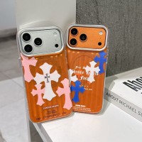 iphone 18/air/18 pro/18 pro max 即納 クロムハーツ アイフォン18 17 16 15 pro max airケース Iphone air 18 17 16 Pro Max 15 Plus 14 13 12 17 18 Pro Max Xs Maxケース ブランド レディース男性女性 人気かわいいビジネスマン用高級 Chrome Hearts アイフォン18 17 15 16 proカバー キャリーケース調ゴシッククロスケース 2 デザイン Y2K ソフト オレンジ