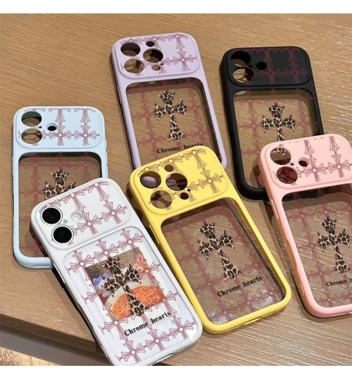 iphone 18/air/18 pro/18 pro max 即納 Chrome Hearts アイホン 18 17 air 16 15 14 13 Pro アイフォーン13 14 15 Pro Max Iphone17 18 air 16 Plus ケース クロムハーツ Iphone air 17e 16 15 12 13 Pro Max 14 ブランドChrome Hearts スマホケース豹柄クロス大画面窓ケース 6 カラー カード収納付き Y2K ゴシック  