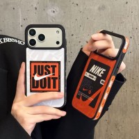 iphone 18/air/18 pro/18 pro max 即納 ナイキ Nike  Iphone 18 17 air 16 15 14 13 携帯ケース Nike  iphone17 18pro max 16 15 14 13pro Maxケース ナイキ Nike  アイホン 18 17e 16 15 14 13 12 airケーススポーツスローガン柄スマホケース 2 デザイン オレンジブラック ソフト 耐衝撃 