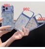 iphone 18/air/18 pro/18 pro max 即納 ルイヴィトン LOUIS VUITTON iPhone 18 17 16 15 Pro Max 14 Plus 13 12 Air SE 対応ケース ラメ入り モノグラム カードポケット クリアケース ブルー キラキラ レディース 高級感