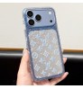 iphone 18/air/18 pro/18 pro max 即納 ルイヴィトン LOUIS VUITTON iPhone 18 17 16 15 Pro Max 14 Plus 13 12 Air SE 対応ケース ラメ入り モノグラム カードポケット クリアケース ブルー キラキラ レディース 高級感