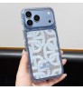 iphone 18/air/18 pro/18 pro max 即納 バーバリー BURBERRY iPhone 18 17 16 15 14 13 Pro Air 17e 8 SE 対応ケース クリスタル調 チェーンモチーフ カードポケット クリアケース ブルー キラキラ レディース 高級感