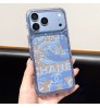 iphone 18/air/18 pro/18 pro max 即納 バーバリー BURBERRY iPhone 18 17 16 15 14 13 Pro Air 17e 8 SE 対応ケース クリスタル調 チェーンモチーフ カードポケット クリアケース ブルー キラキラ レディース 高級感