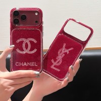 iphone 18/air/18 pro/18 pro max 即納 シャネル CHANEL iPhone 18 17 Air 16 14 15 Pro Max 11 Pro XR XS 対応ケース ラインストーン ロゴモチーフ カードポケット クリアケース レッド キラキラ レディース 高級感