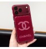 iphone 18/air/18 pro/18 pro max 即納 シャネル CHANEL iPhone 18 17 Air 16 14 15 Pro Max 11 Pro XR XS 対応ケース ラインストーン ロゴモチーフ カードポケット クリアケース レッド キラキラ レディース 高級感