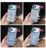 iphone 18/air/18 pro/18 pro max 即納 ディオール DIOR iPhone 18 17e 16 15 14 Plus 13 12 Pro Max Air 対応ケース クリスタル調 モノグラム カードポケット クリアケース ブルー キラキラ レディース 高級感