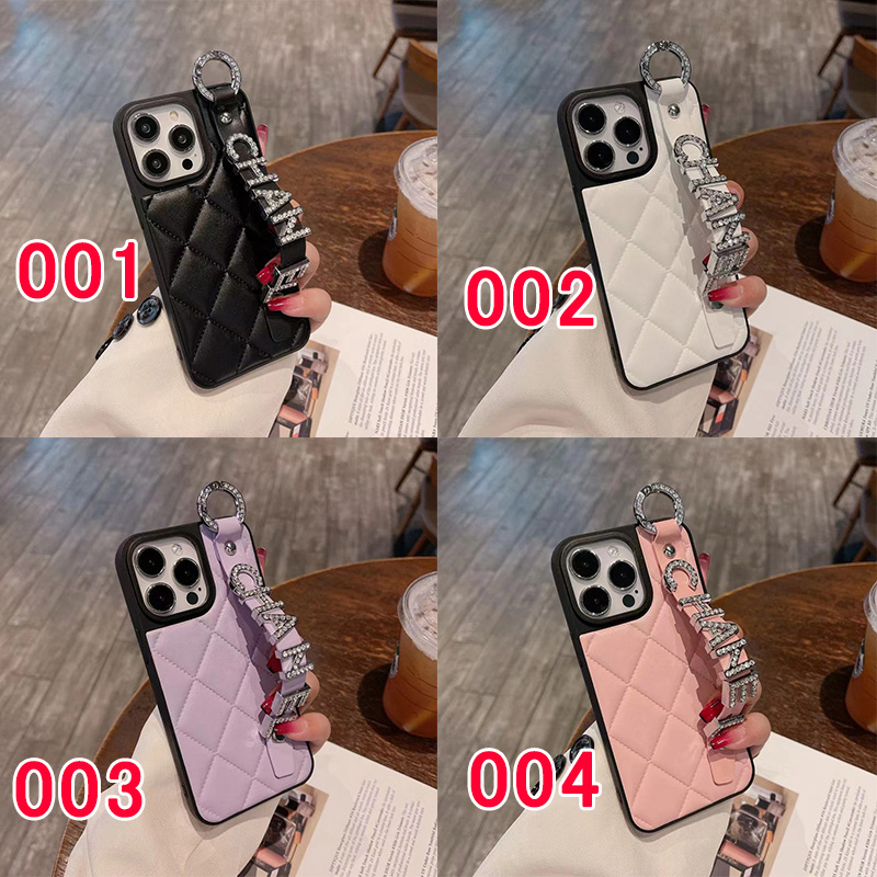 Chanel Iphone13 14 15 Plus Pro Maxケース 背面ベルト付き