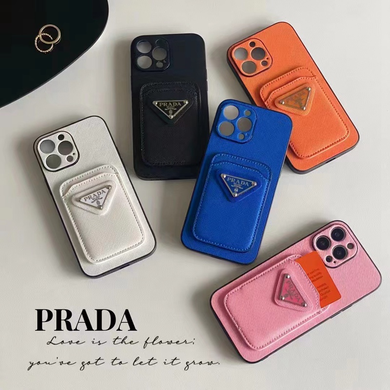 Iphone 15シリーズ 即納 プラダprada アイフォン15 pro max 15ケース 背面カード収納 男女兼用 革製