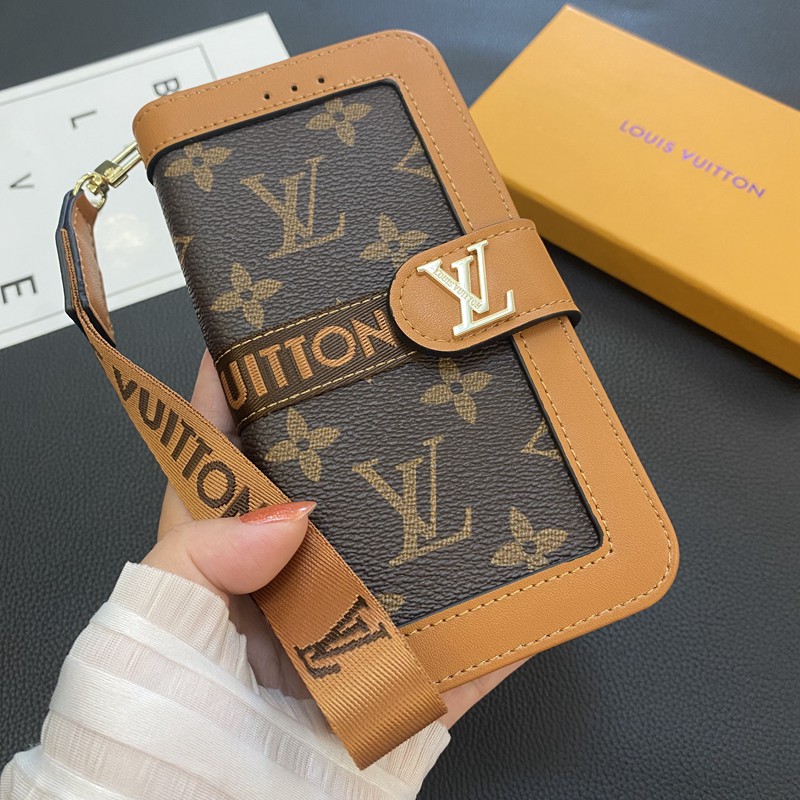 ルイヴィトン Lv グッチ Gucci メンズレディース IPhone14 15 アイフォン15 ケース 背面カード収納 男女兼用 革製  手帳型 ベルト付き 