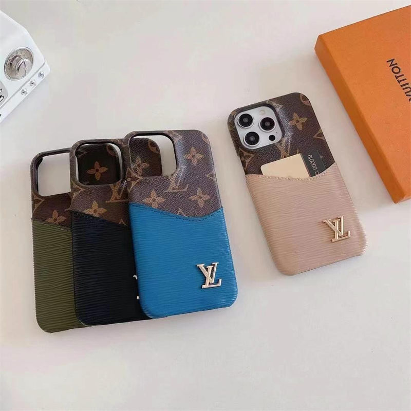 ルイヴィトン louis vuitton 便利 アイホン16 15 14 13 Pro アイフォーン13 14 15 Pro Max Iphone15 16 Plus ケース 背面カード収納 人気付き個性潮 已用