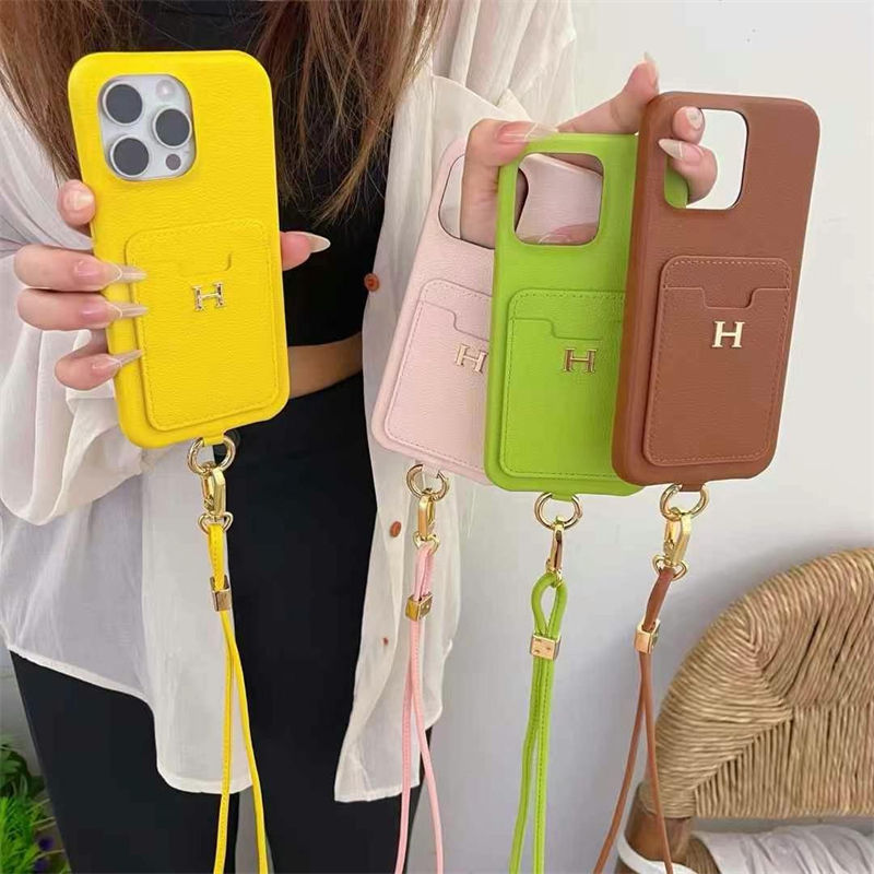 エルメス Hermes アイフォン16 15 pro max 17 plusケース 革製 背面カード収納