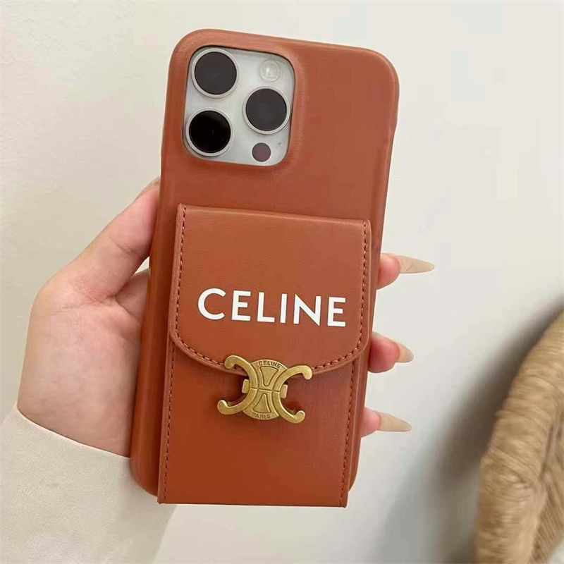 豪華 セリーヌ CELINE iphone 17 15 pro/16 pro max携帯ケース カードポケット付き  肩掛け 革製