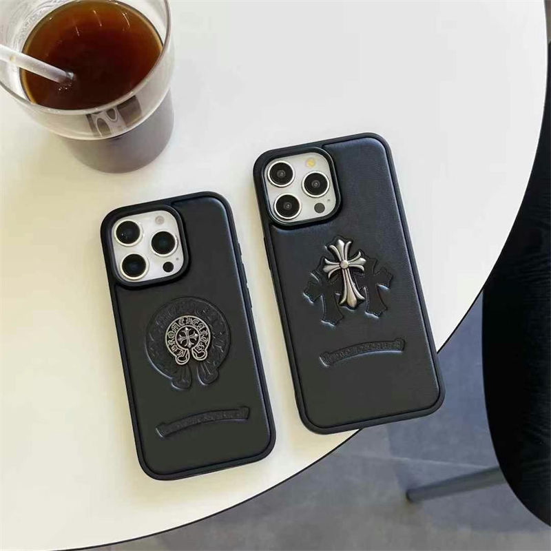 Chrome Hearts クロムハーツ IPhone16 17 15 14 13 Pro IPhone16 15 17 Pro 8 SE ケース 男女兼用 革製
