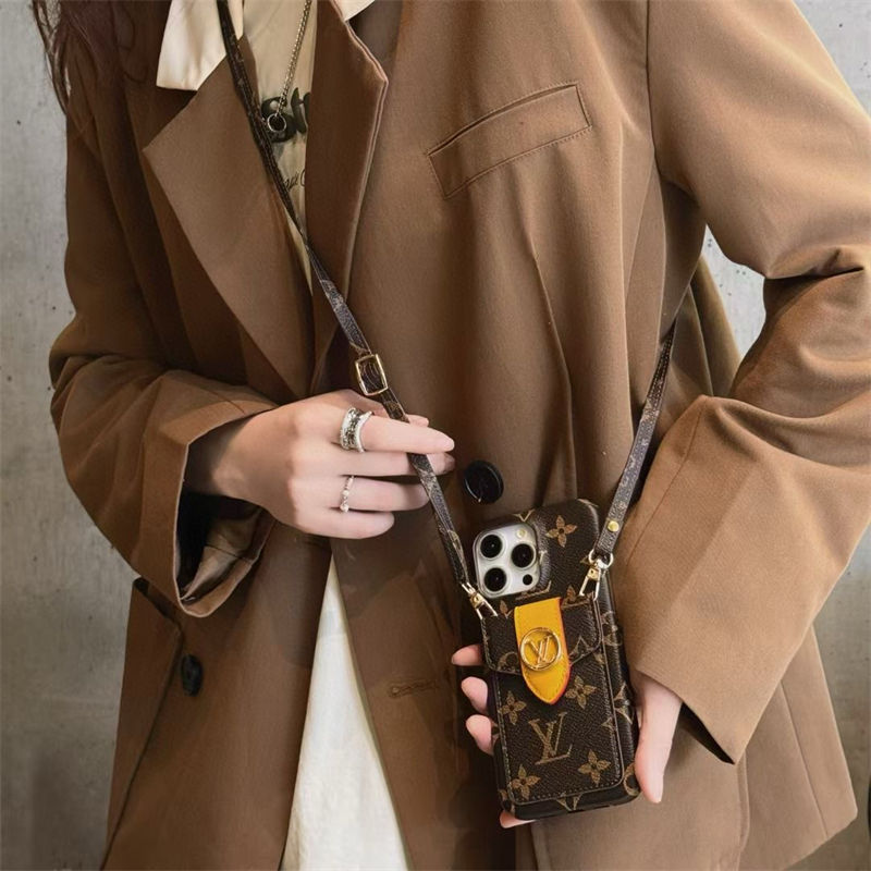 ルイヴィトン louis vuitton IPhone 17 air 16 14 Pro IPhone16 15 IPhone SE 第3世代 IPhone8 IPhone7 スマホケース 斜め掛け カード収納 革製  新作 芸能人愛用  