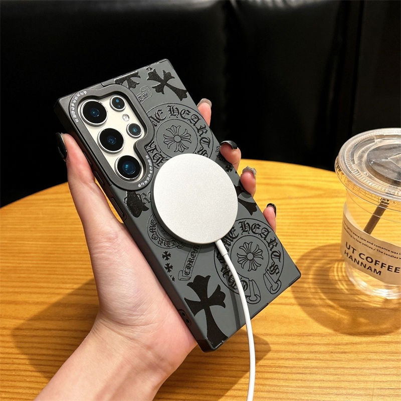 Galaxy s25 S24 SCG25 s23 s22 アイフォン15 16 17護ケースChrome Hearts クロムハーツ 便利