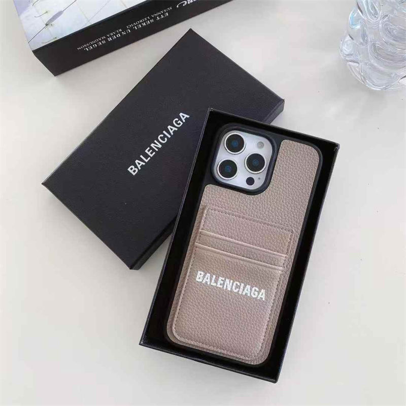 バレンシアガ Balenciaga  Iphone16 15 17 12 13 Pro Max 14ブランドバレンシアガ BalenciagaスマホケースIphone 16 15ケース  革製 カード収納 