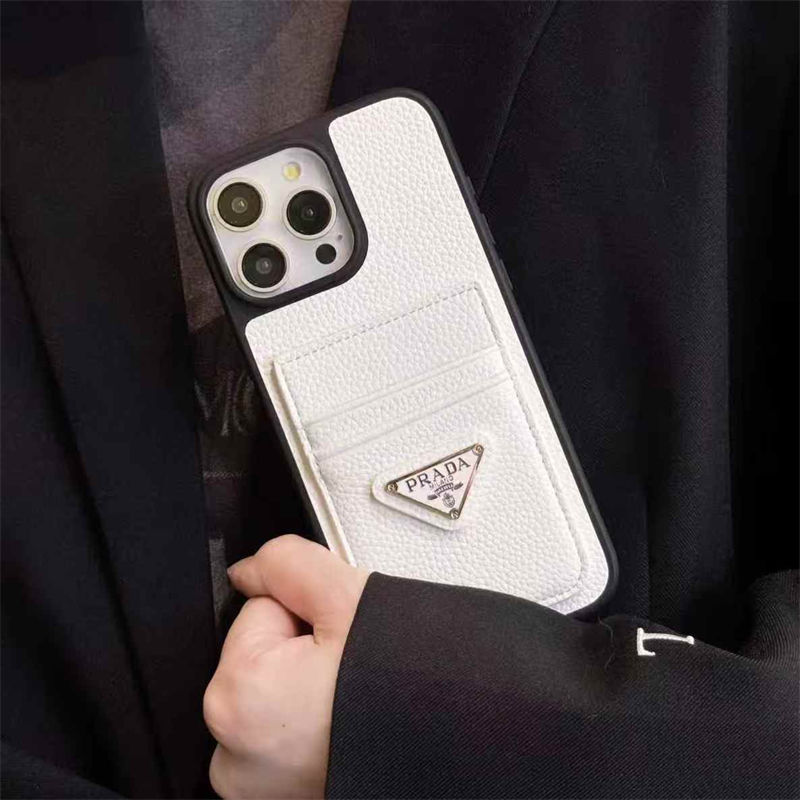 芸能人愛用 プラダ Prada  Iphone16 15 14 13 17携帯ケースプラダ Prada  アイホン17 16 14 15 pro Max ケースカバー 上品 革製  背面カード収納