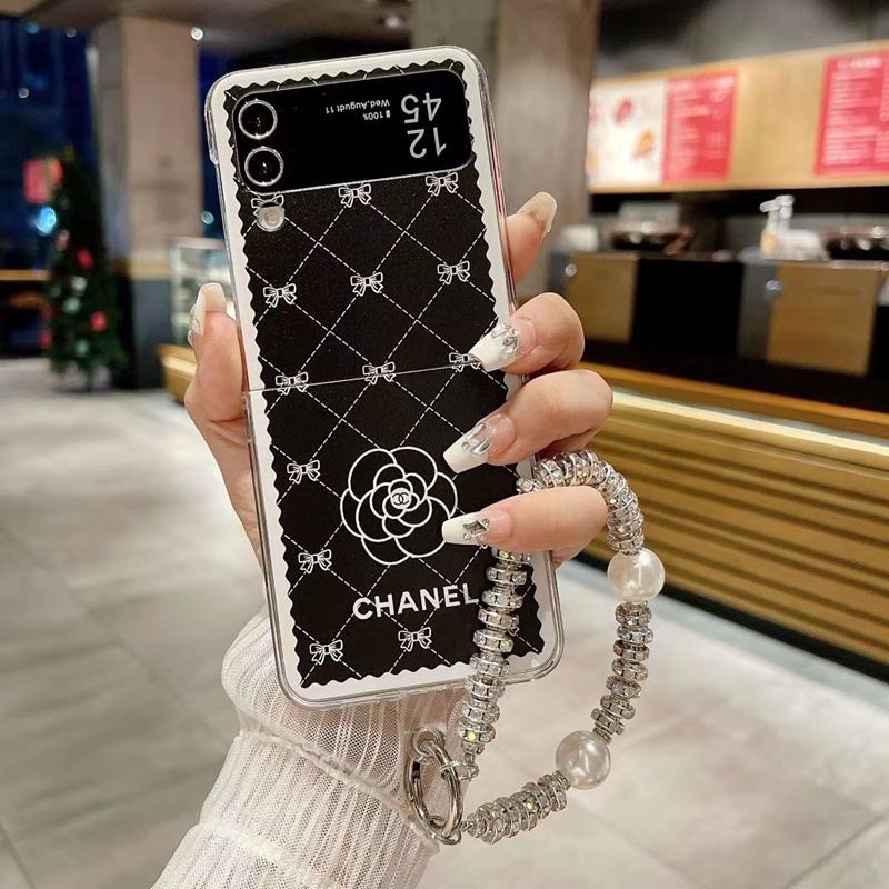 シャネル ChanelブランドGalaxy Zflip5 6 7 fold5 6 7ケース折畳み式 シャネル Chanel 定番Galaxy Zflip3 4 5 6 7ケース可愛い女子 ストラップ付き 