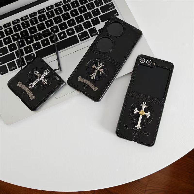 Chrome Hearts クロムハーツ Galaxy Z Fold2/Z Fold3 /Fold5 flip6 7ケース ブランド 革製 男女兼用