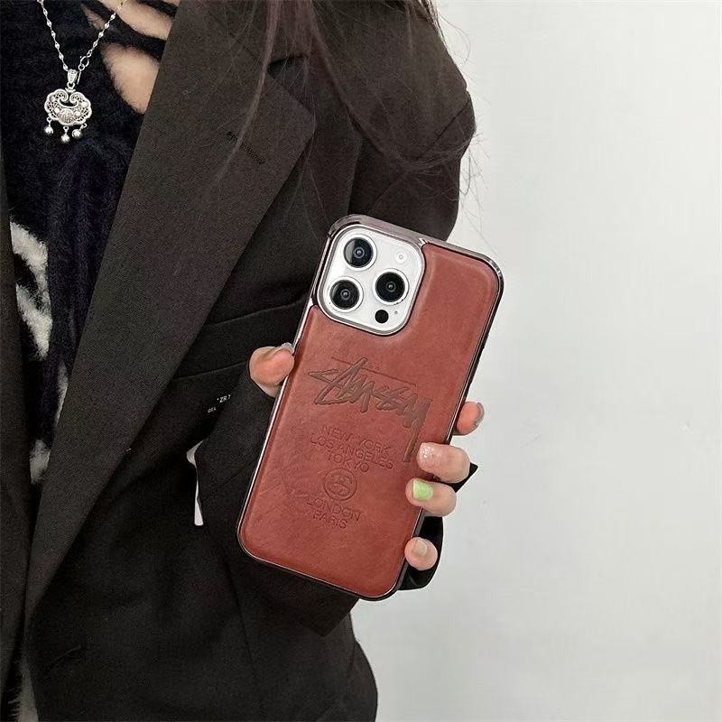 ステューシー Stussy Iphone16 15 14 13 17携帯ケースステューシー Stussy アイホン17 16 14 15 pro Max ケースカバー 革製 男女兼用