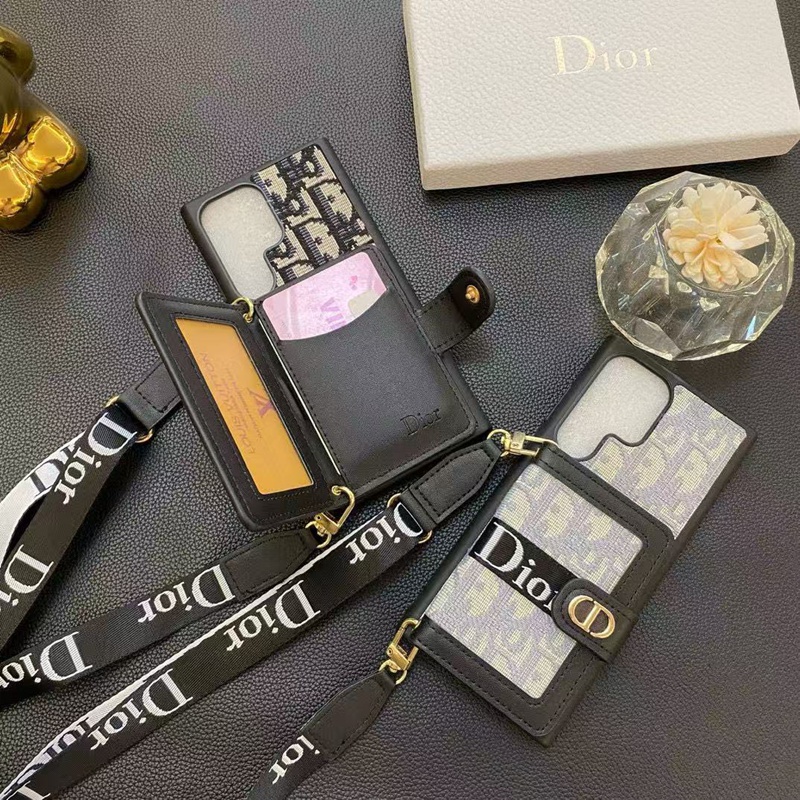 Galaxy s25 S24 SCG25 s23 s22 アイフォン15 16 17護ケースディオール Dior  便利 斜め掛け 背面カード収納