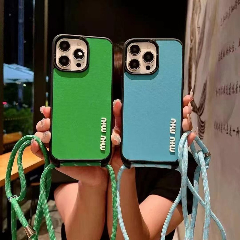 MiuMiu アイホン air 17 16 14 15 プロマックスケースストラップ付き 