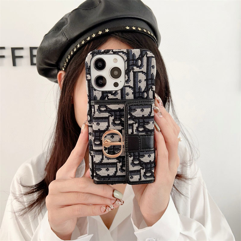Dior Iphone17 16 15 14 11 12 13 Pro Maxケース カード収納 斜め掛け