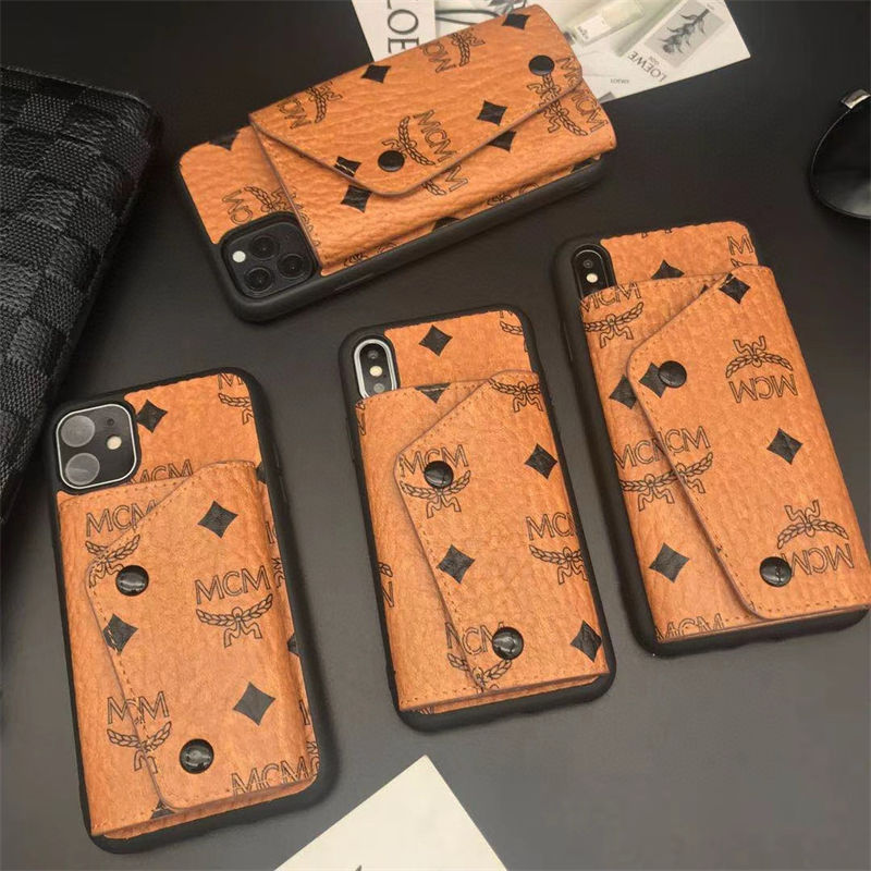 Mcm ギャラクシー s24 s25 ultra plus s22 s23ケース革製 背面カード収納