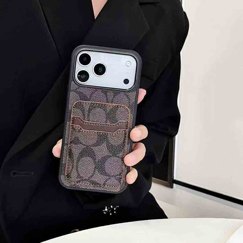 コーチ Iphone17 15 14 11 12 13 Pro Maxケース背面カード収納